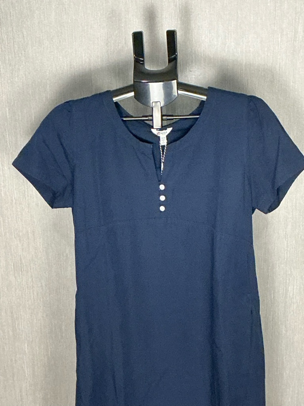 Navy Short Sleeve Henley Shift Dress EU Size 40= US 8/10 - Picture 6 of 12
